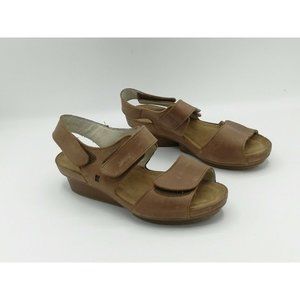 El Naturalista Leather Slingback Comfort Sandals Brown Women's 37 US 7M